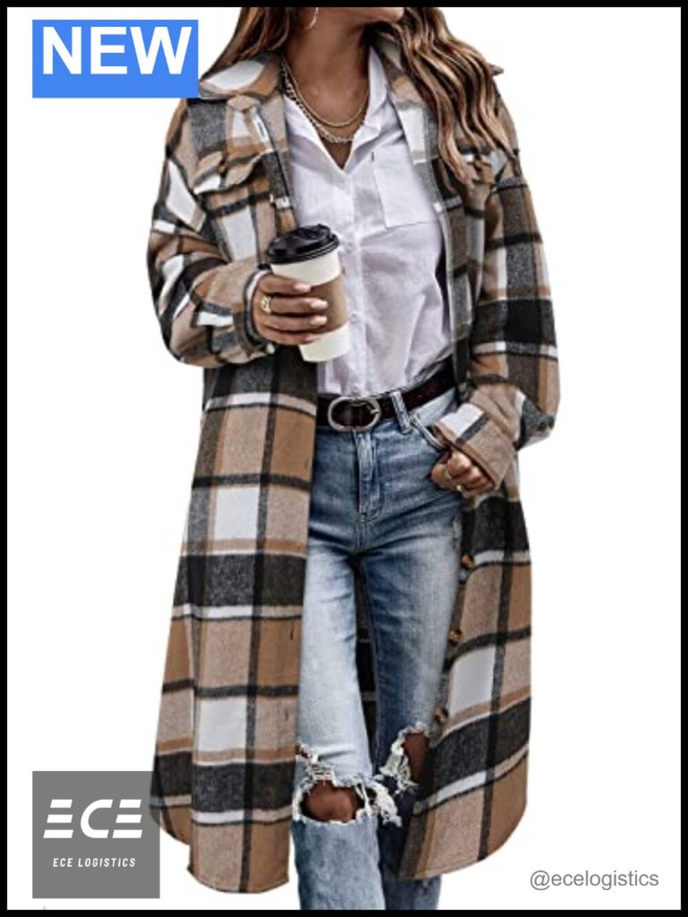 Plaid Shacket Long Flannel Shirt Jacket Corduroy Oversized Button Down